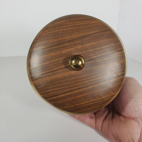 Vintage Wood Grain Tea Cookie Candy Tin Can Container Made in England - Picture 6 of 15